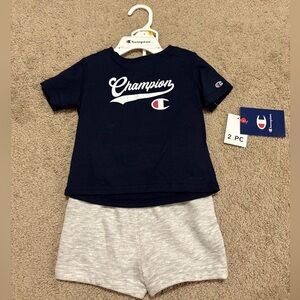 Champion Baby Navy Blue & Grey Matching Set